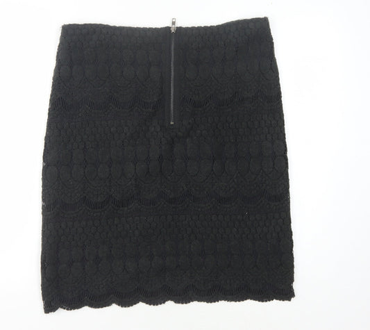 Phase Eight Black Women's Skirt - Size 12, Zip Detail