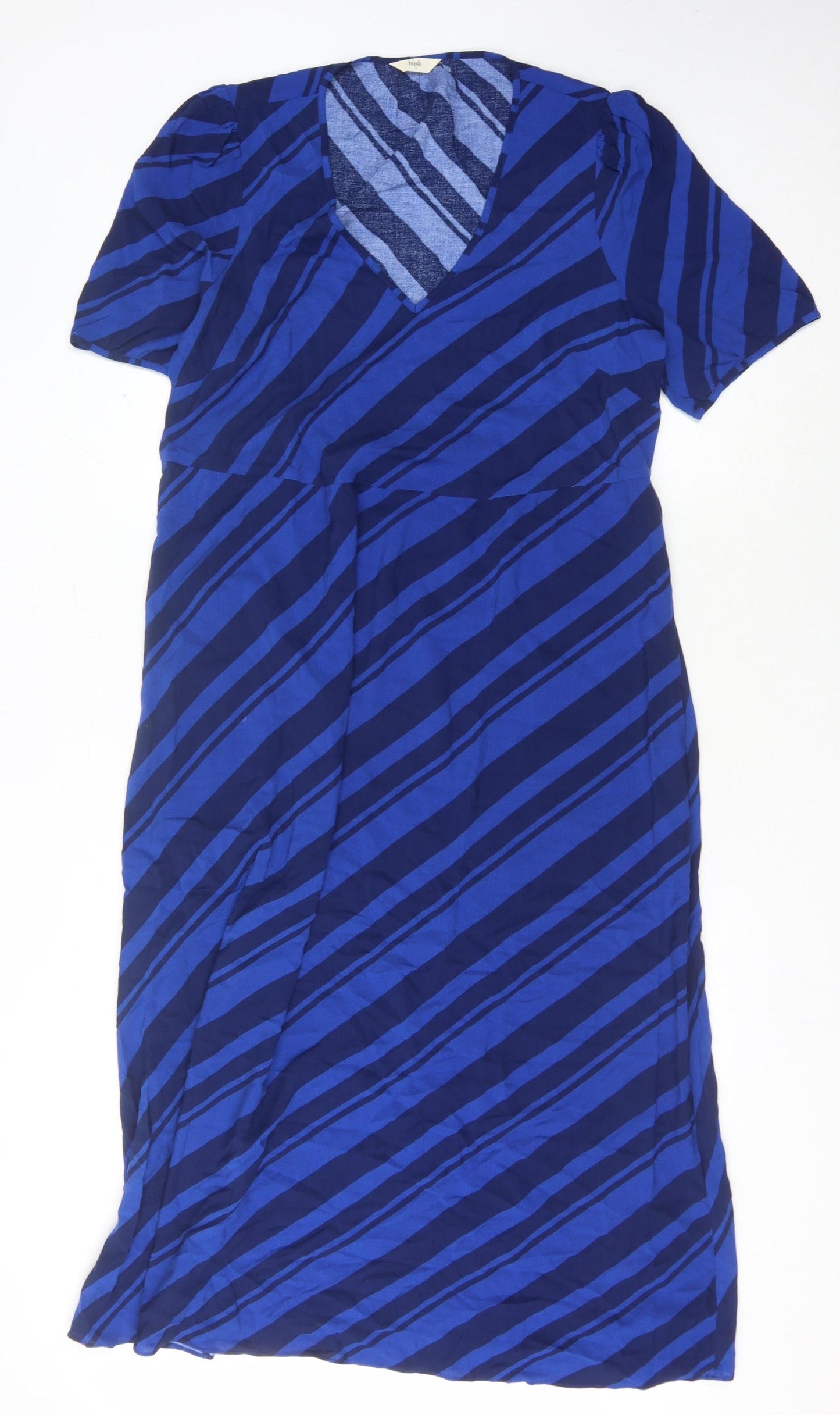 Hush Women's Blue Striped V-Neck Dress Size 12