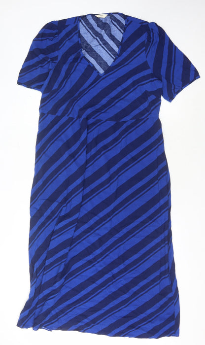 Hush Women's Blue Striped V-Neck Dress Size 12