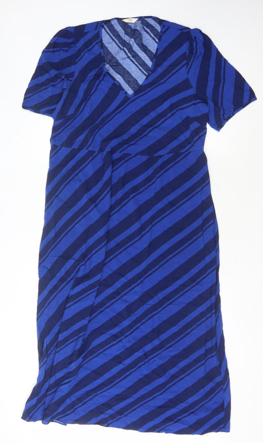 Hush Women's Blue Striped V-Neck Dress Size 12