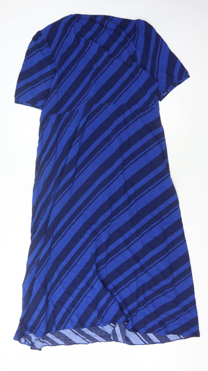 Hush Women's Blue Striped V-Neck Dress Size 12