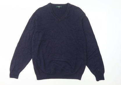 Wolsey Men's Blue V-Neck Knit Pullover Jumper Size M
