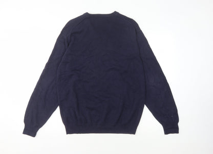 Wolsey Men's Blue V-Neck Knit Pullover Jumper Size M