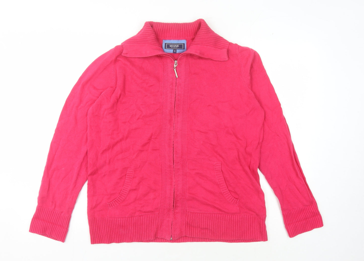 Womens UK Size 16 Maine New England Red Full Zip Jumper