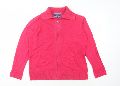 Womens UK Size 16 Maine New England Red Full Zip Jumper