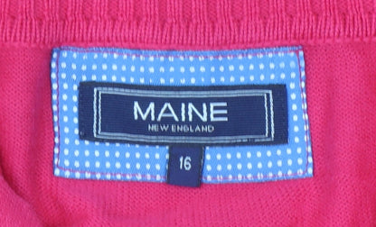 Womens UK Size 16 Maine New England Red Full Zip Jumper