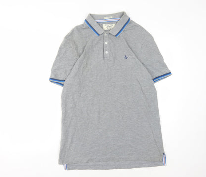 Original Penguin Men's Grey Polo T-Shirt Slim Fit Size L