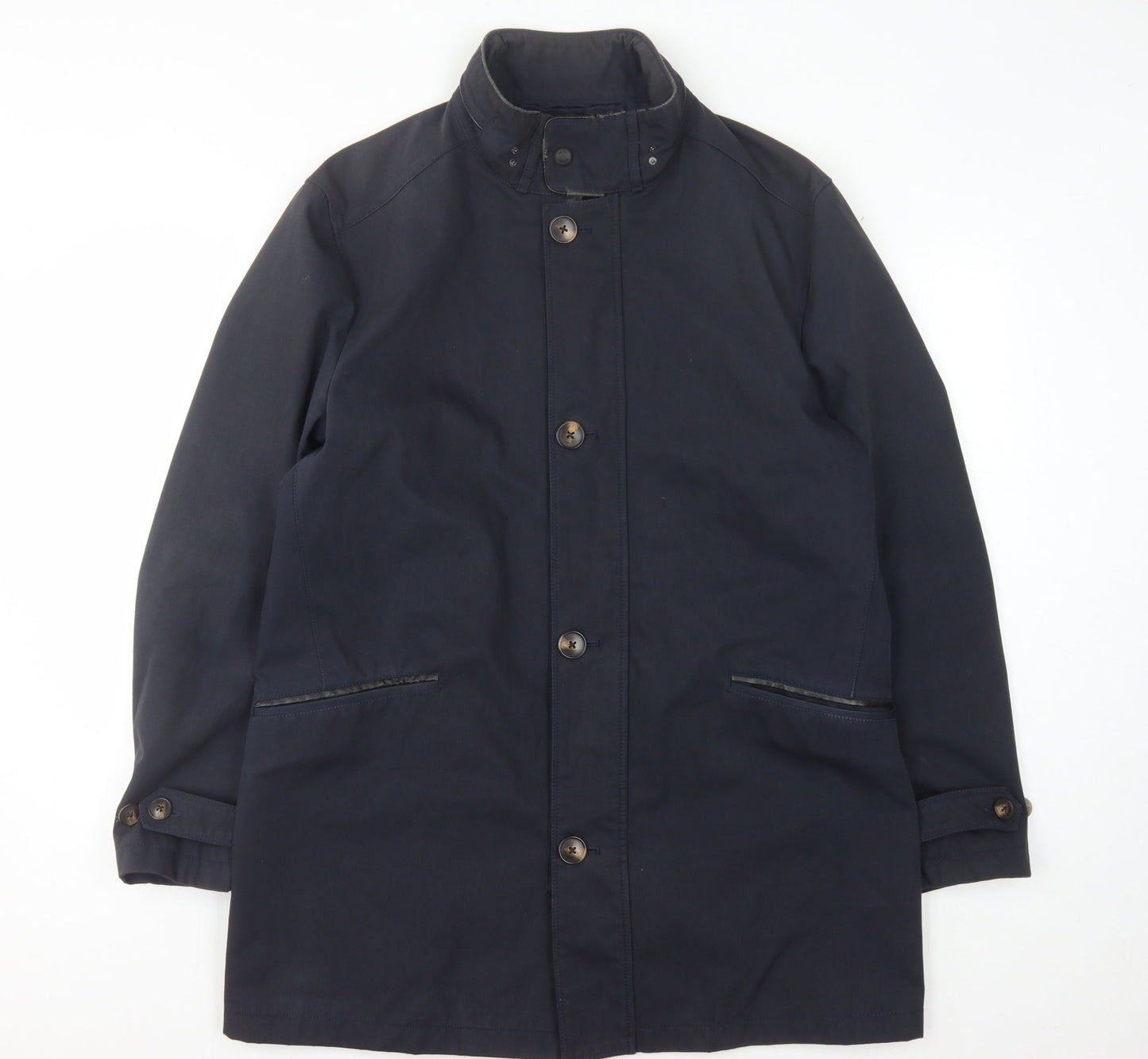 Mens UK Size L Harry Brown Navy Overcoat