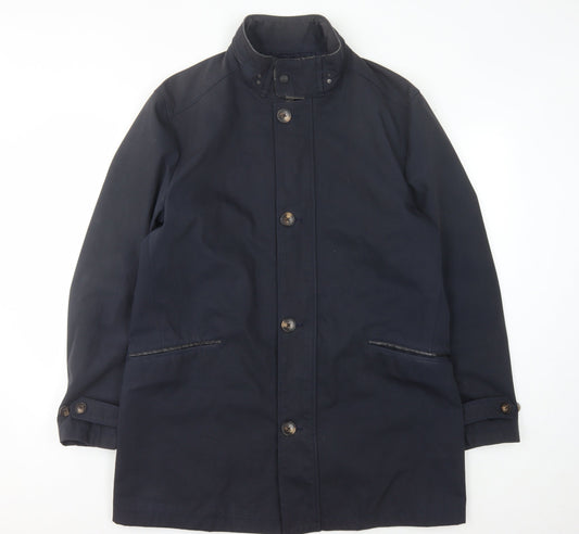 Mens UK Size L Harry Brown Navy Overcoat