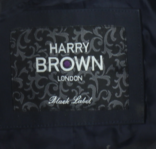 Mens UK Size L Harry Brown Navy Overcoat