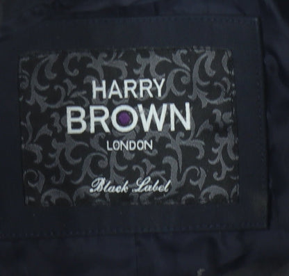 Mens UK Size L Harry Brown Navy Overcoat