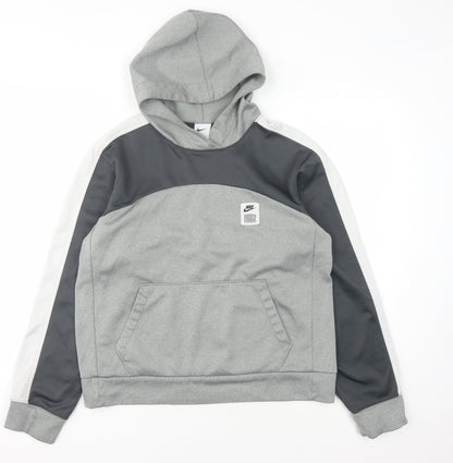 Nike Unisex Grey Pullover Hoodie - Small