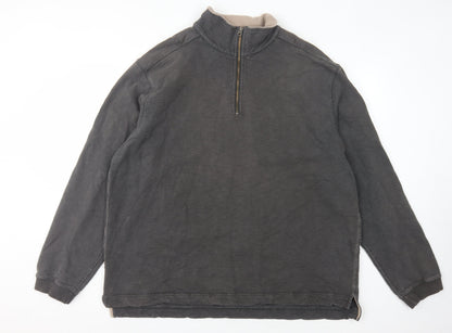 White Stuff Men's Grey 1/4 Zip Graphic Sweatshirt