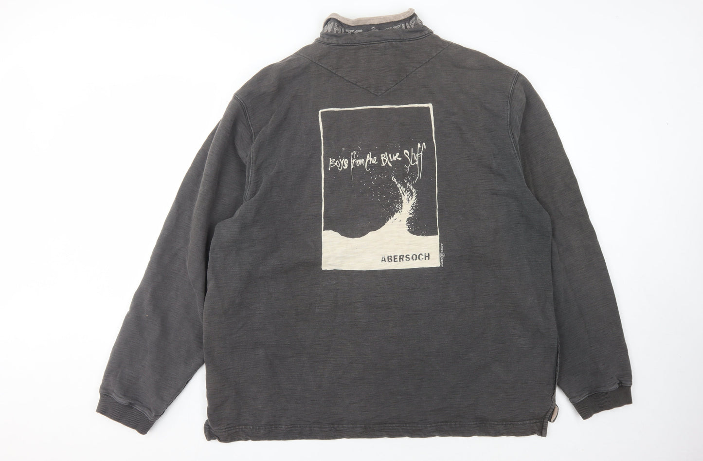 White Stuff Men's Grey 1/4 Zip Graphic Sweatshirt