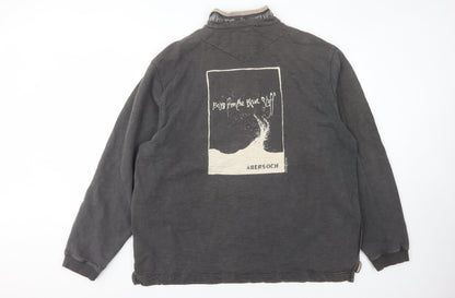 White Stuff Men's Grey 1/4 Zip Graphic Sweatshirt