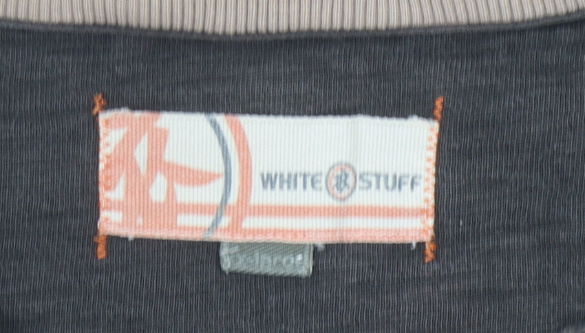 White Stuff Men's Grey 1/4 Zip Graphic Sweatshirt