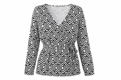 Womens UK Size 12 Sosandar Black Wrap Blouse