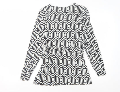 Womens UK Size 12 Sosandar Black Wrap Blouse