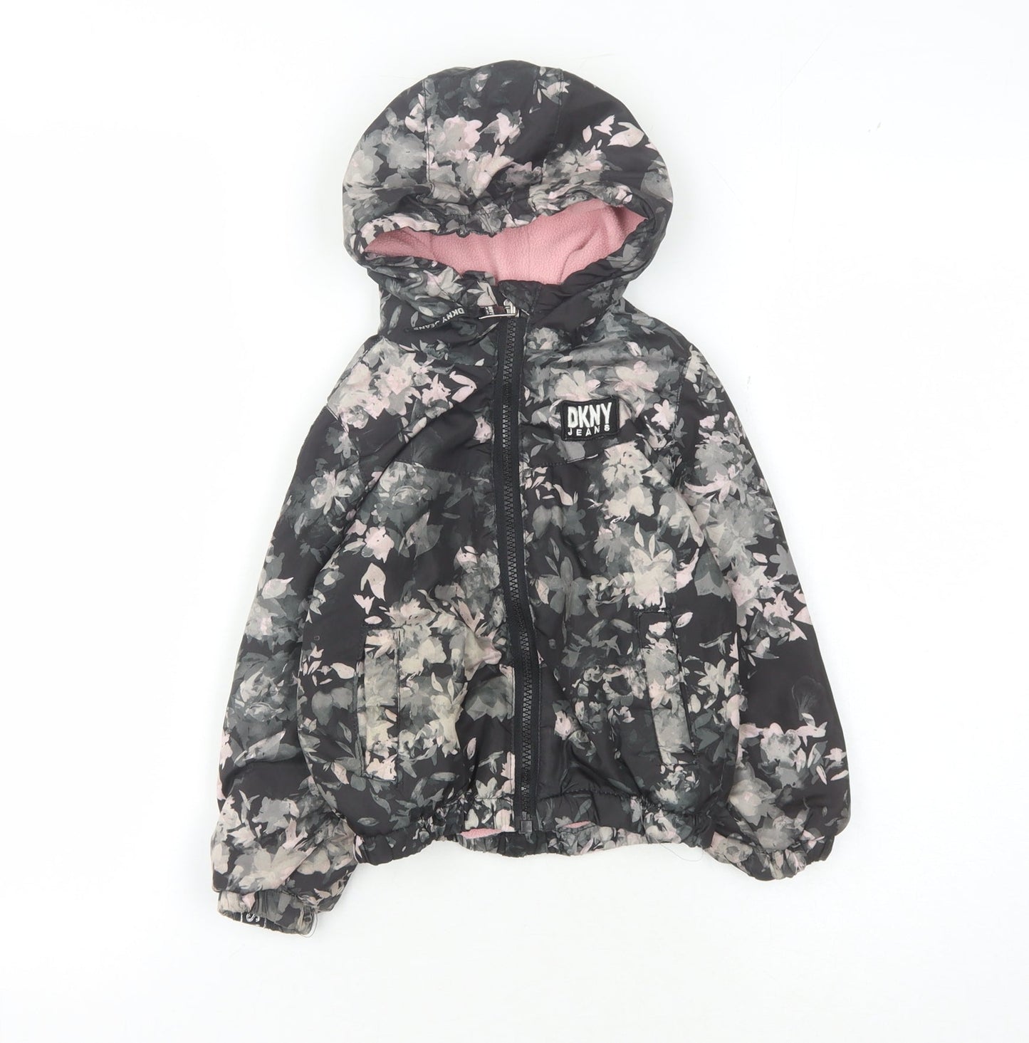 DKNY Girls' Multicoloured Floral Puffer Jacket, Size 3