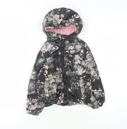 DKNY Girls' Multicoloured Floral Puffer Jacket, Size 3