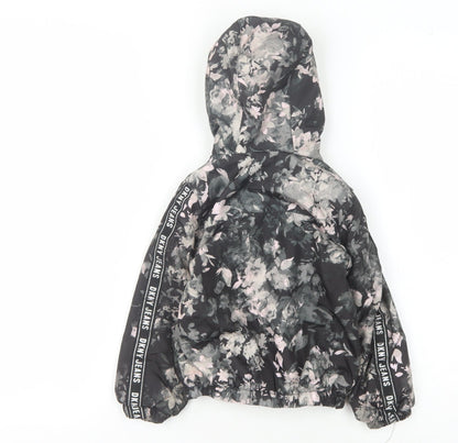 DKNY Girls' Multicoloured Floral Puffer Jacket, Size 3