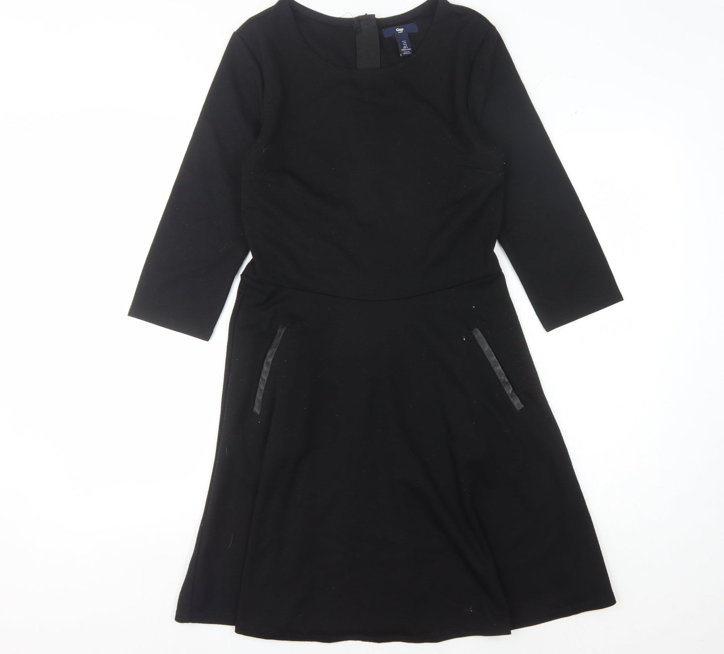 Gap Women's Black Dress - Size S, 3/4 Sleeve, Zip Detail