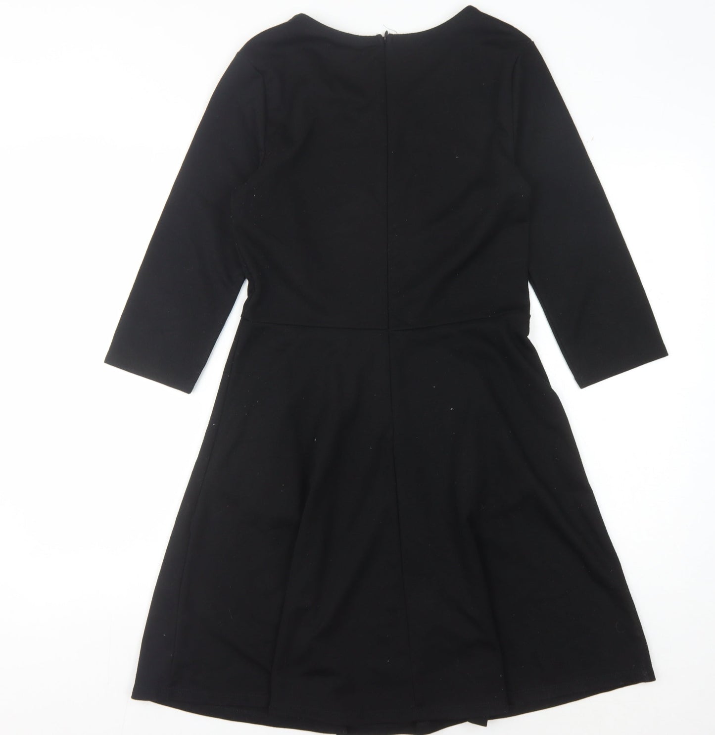 Gap Women's Black Dress - Size S, 3/4 Sleeve, Zip Detail