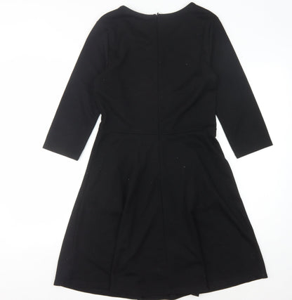 Gap Women's Black Dress - Size S, 3/4 Sleeve, Zip Detail