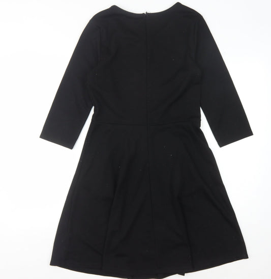 Gap Women's Black Dress - Size S, 3/4 Sleeve, Zip Detail