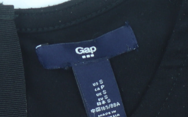 Gap Women's Black Dress - Size S, 3/4 Sleeve, Zip Detail