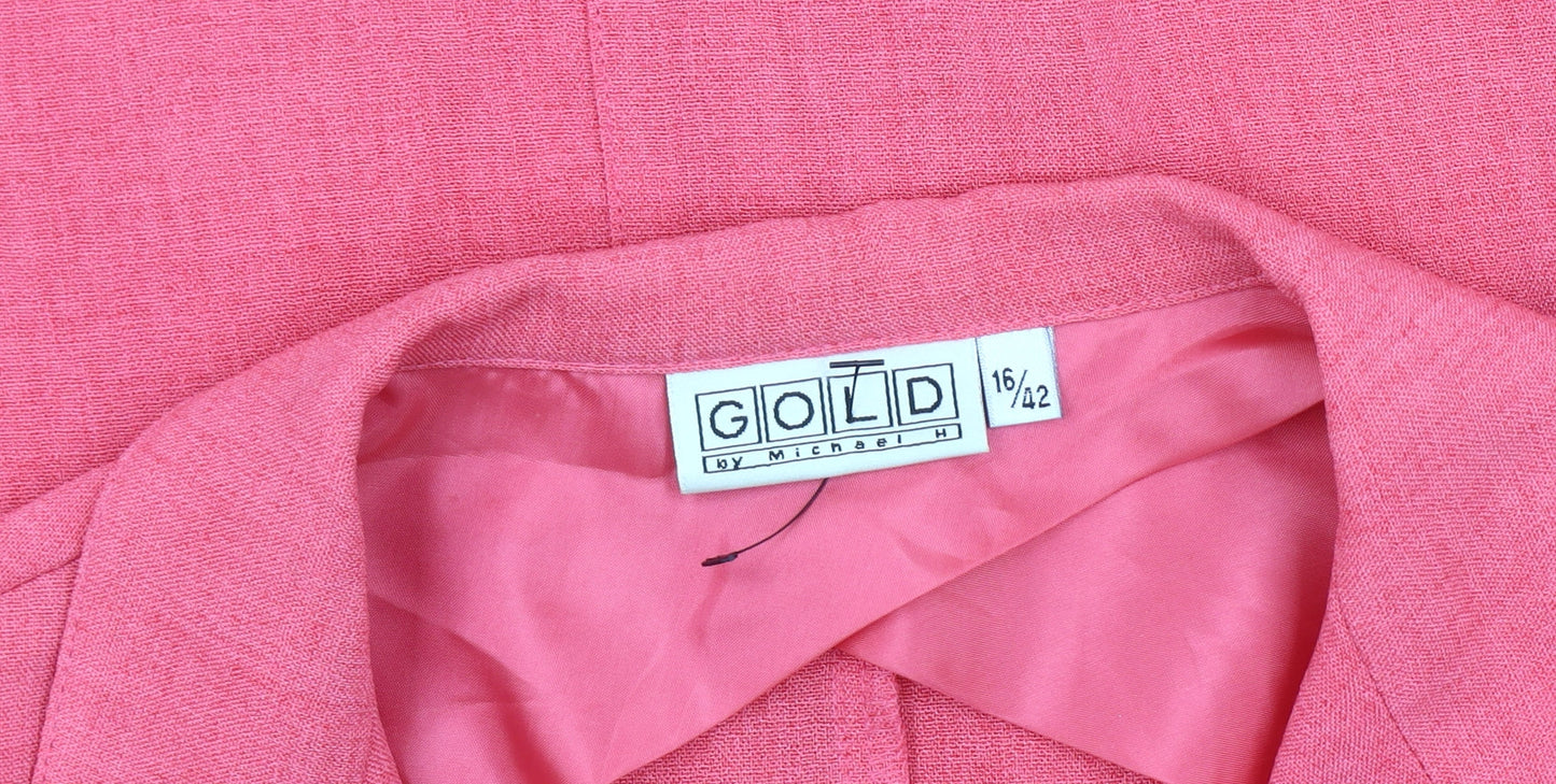 Womens UK Size 14 Gold by Michael H  Pink Suit Jacket