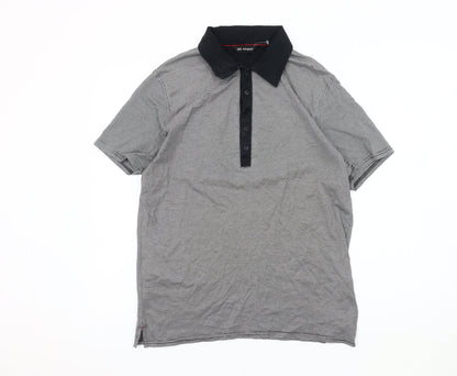 Marks and Spencer Men's Black Striped Polo M