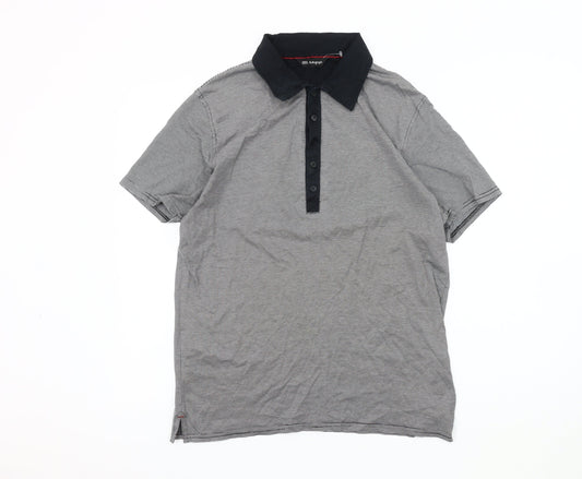 Marks and Spencer Men's Black Striped Polo M