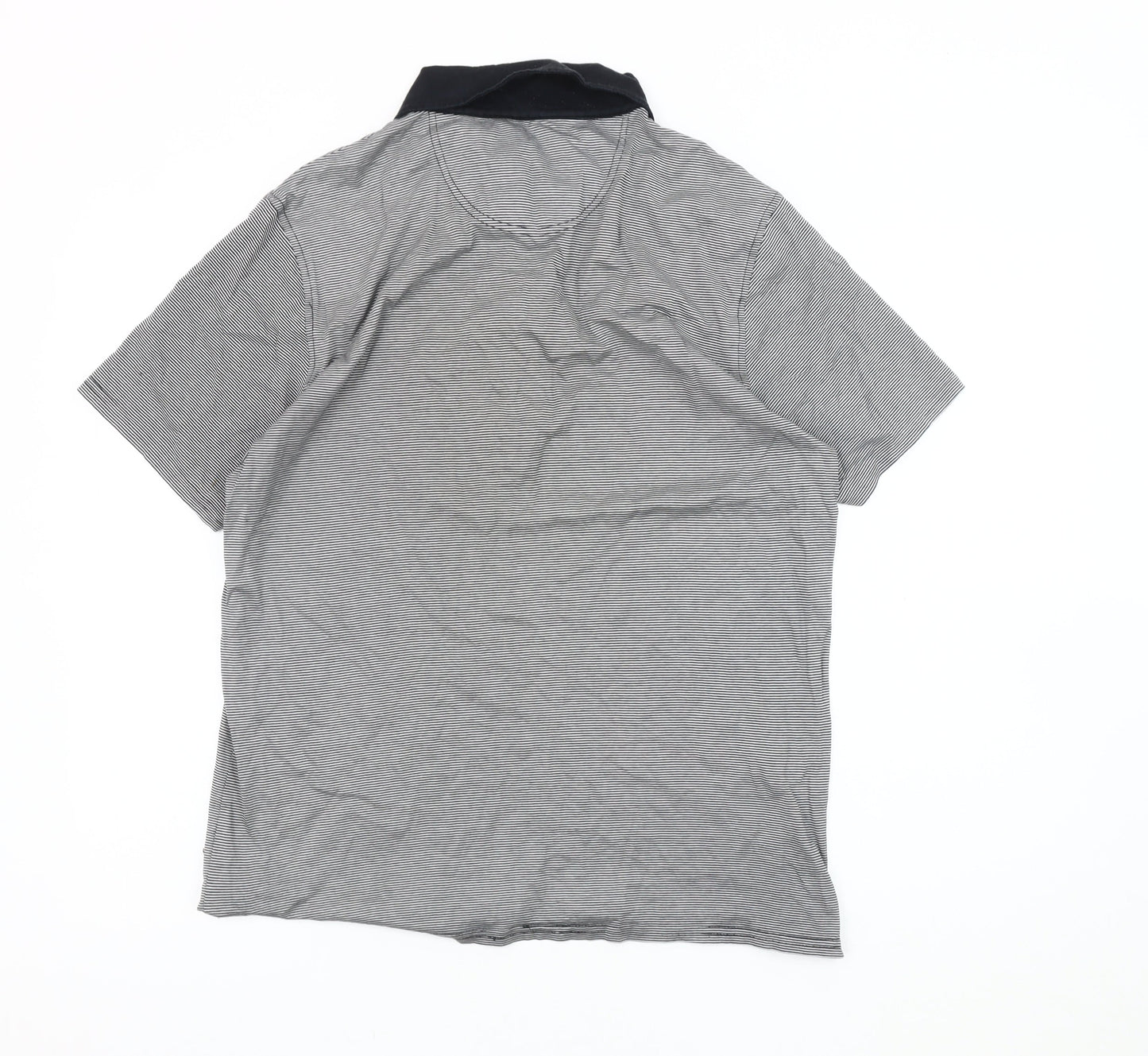 Marks and Spencer Men's Black Striped Polo M