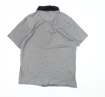 Marks and Spencer Men's Black Striped Polo M