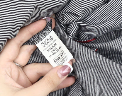 Marks and Spencer Men's Black Striped Polo M