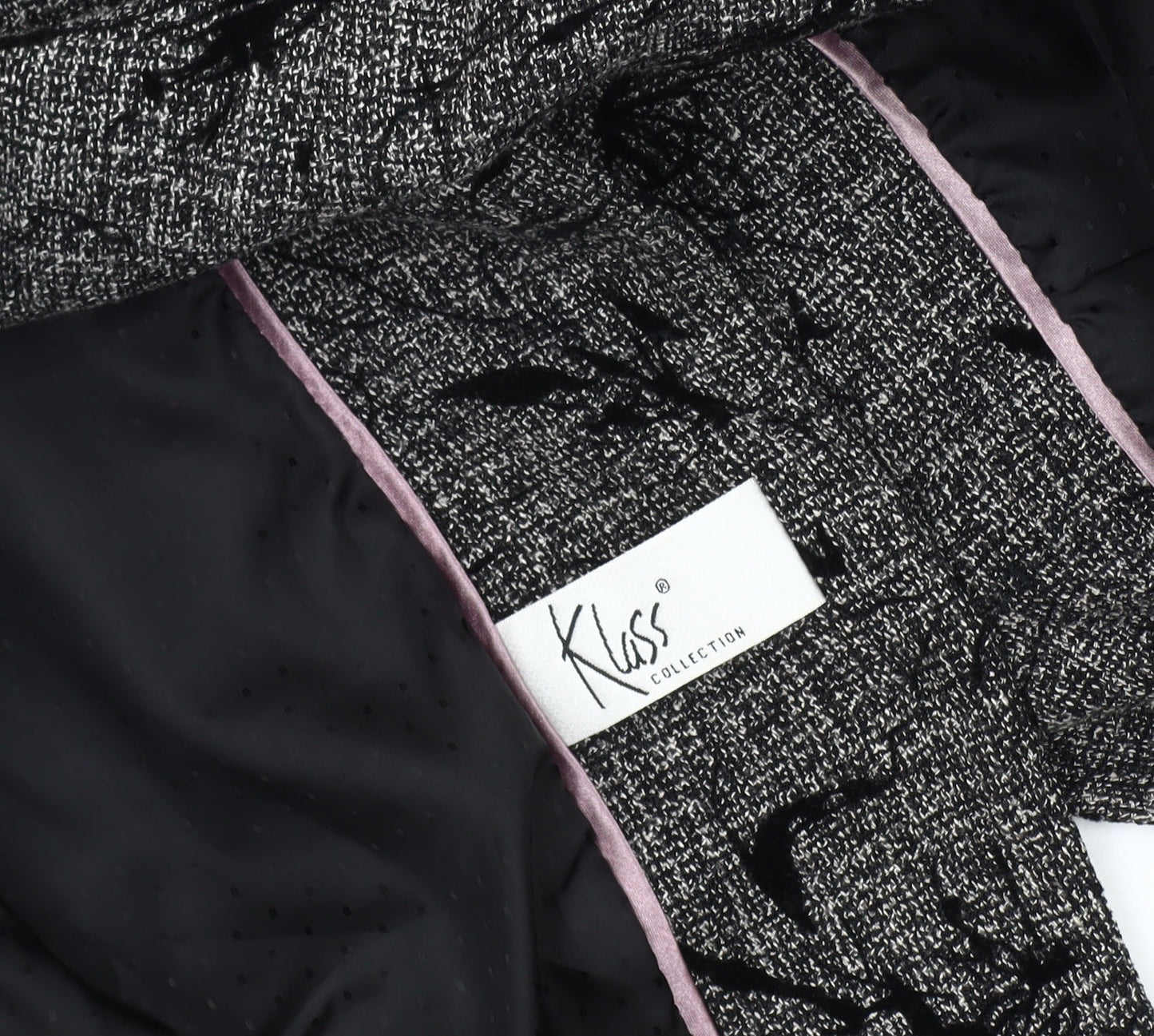 Klass Collection Women's Grey Black Tweed Suit Jacket