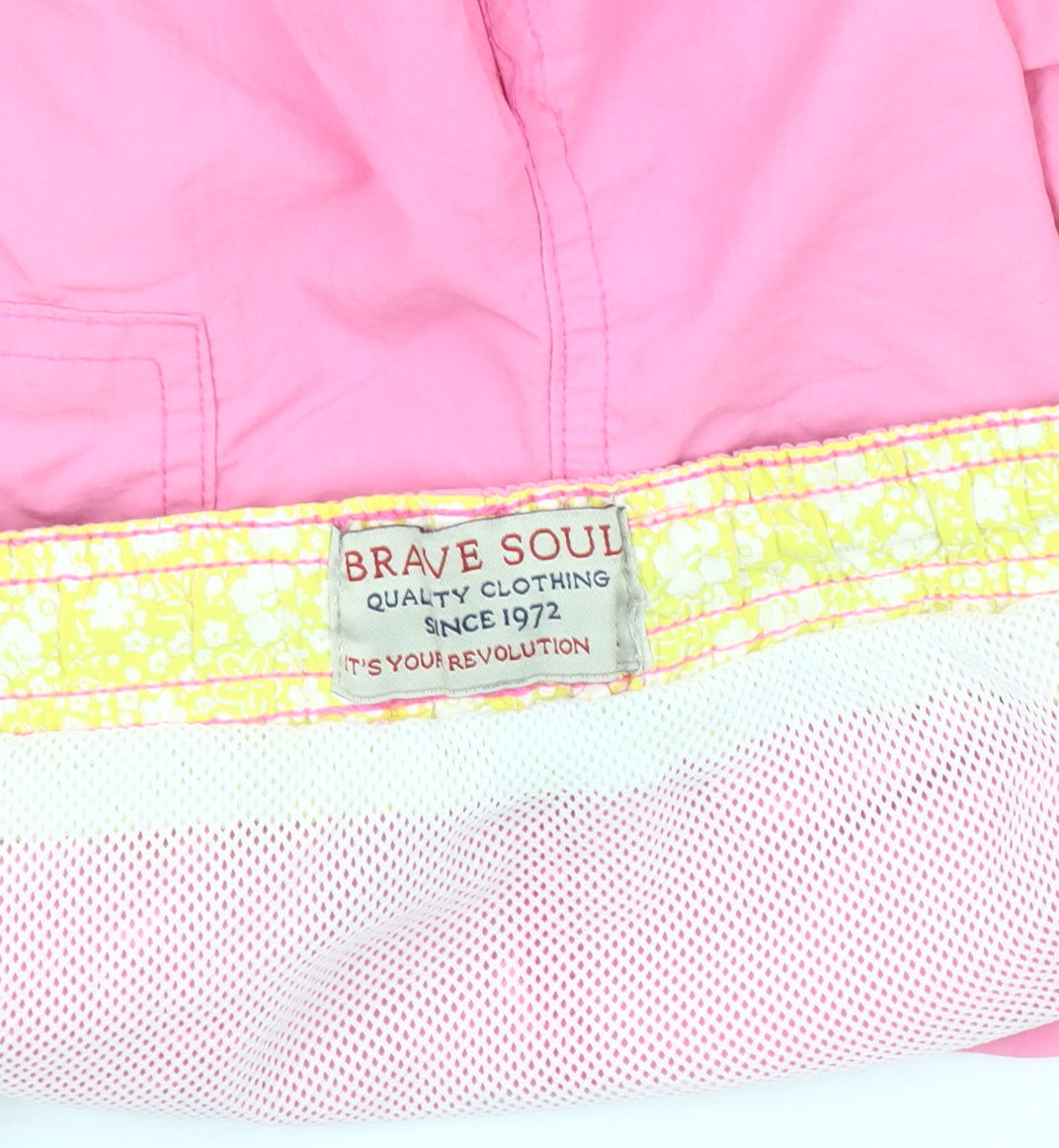 Brave Soul Men's Pink Medium Swim Shorts