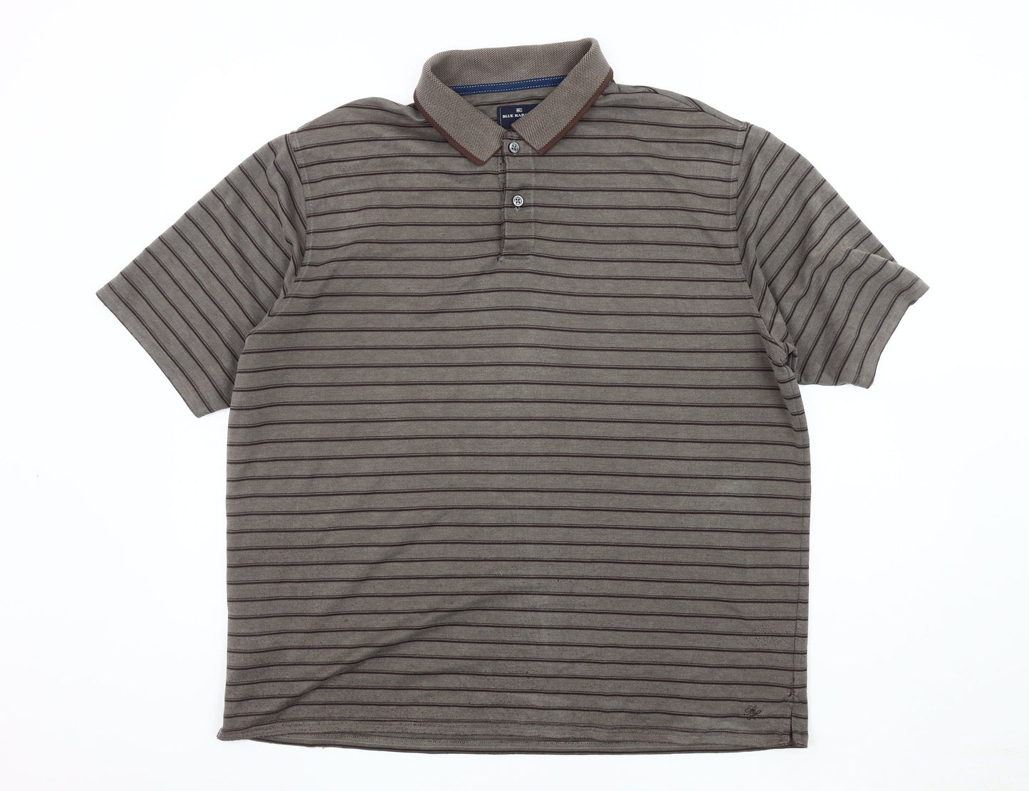 Marks and Spencer Men's Brown Striped XL Polo