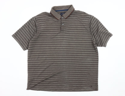 Marks and Spencer Men's Brown Striped XL Polo