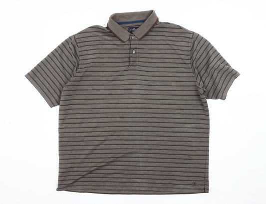 Marks and Spencer Men's Brown Striped XL Polo