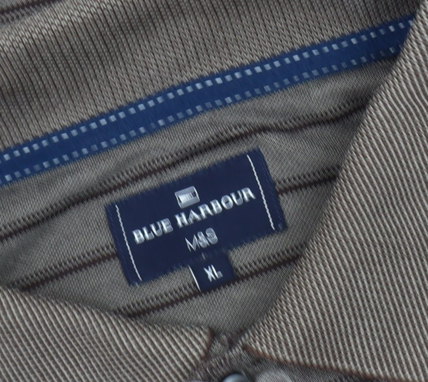 Marks and Spencer Men's Brown Striped XL Polo