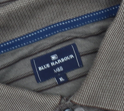 Marks and Spencer Men's Brown Striped XL Polo