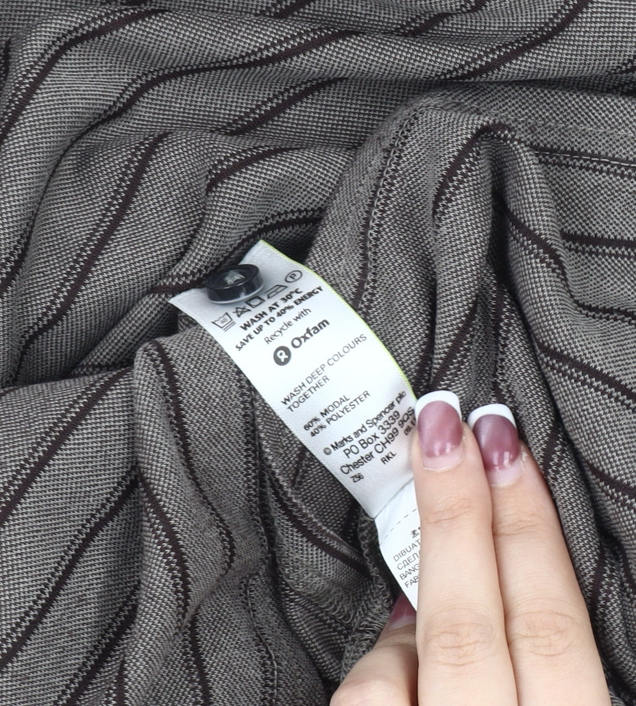 Marks and Spencer Men's Brown Striped XL Polo