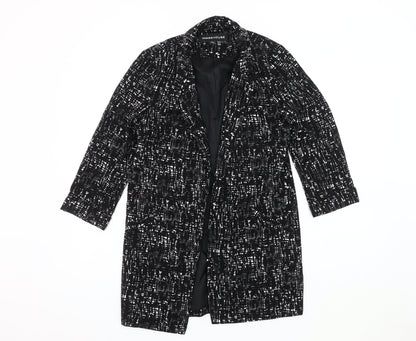 Warehouse Women’s Black Suit Jacket, Size S, Abstract Pattern