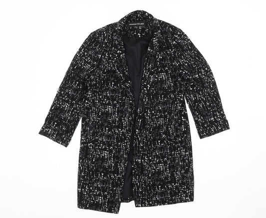 Warehouse Women’s Black Suit Jacket, Size S, Abstract Pattern