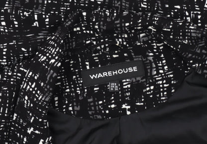 Warehouse Women’s Black Suit Jacket, Size S, Abstract Pattern