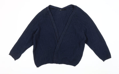 ONLY Women's Blue Open-Knit Open Front Cardigan L