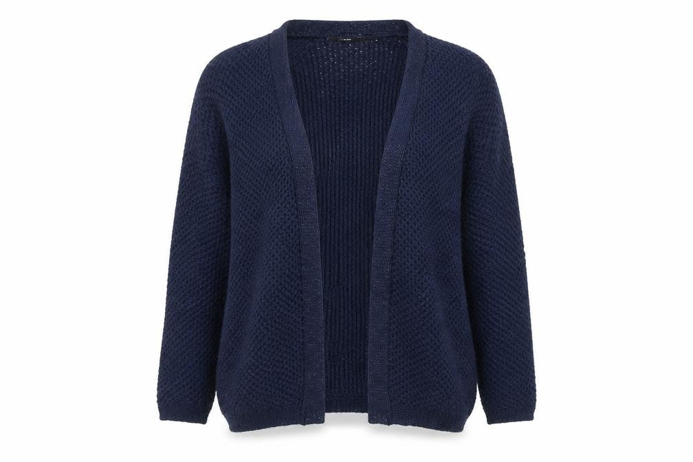 ONLY Women's Blue Open-Knit Open Front Cardigan L