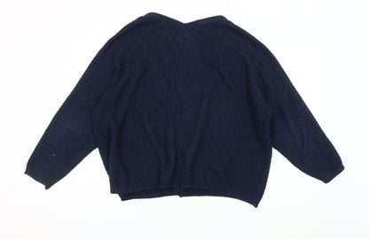 ONLY Women's Blue Open-Knit Open Front Cardigan L